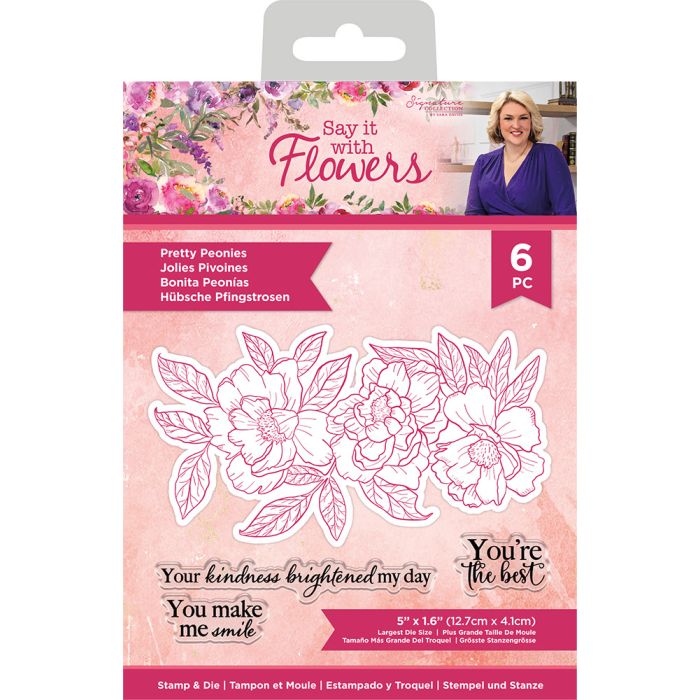 S-SIWF-STD-PRPE Stemple akrylowe i wykrojniki - Say It With Flowers Stamp -Piękne Peonie