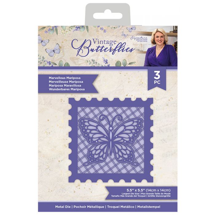 S-VBUT-MD-MMAR Wykrojnik - Sara Signature Vintage Butterflies Metal Die - tło motyl