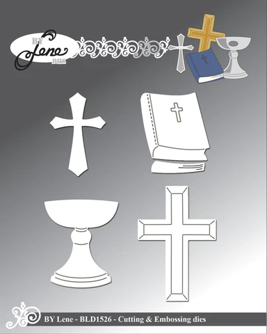 BLD1526 Wykrojnik BY LENE DIES "Christianity" - krzyż, chrzcielnica, biblia