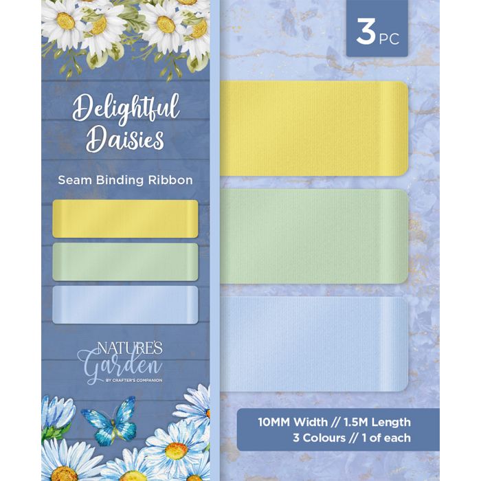 NG-DD-SBRIB Natures Garden Delightful Daisies - Seam Binding Ribbon - tasiemki