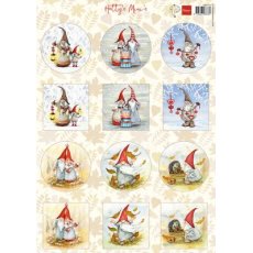 HK1714 Arkusz A4 -Marianne Design - Hetty's Mini's - Gnomes  - skrzaty