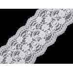 180805 Koronka elastyczna / wstawka szerokość 10 cm -Off White- biały - 1m