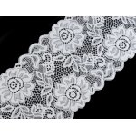180849 Koronka elastyczna / wstawka szerokość 14 cm - biały - 1m