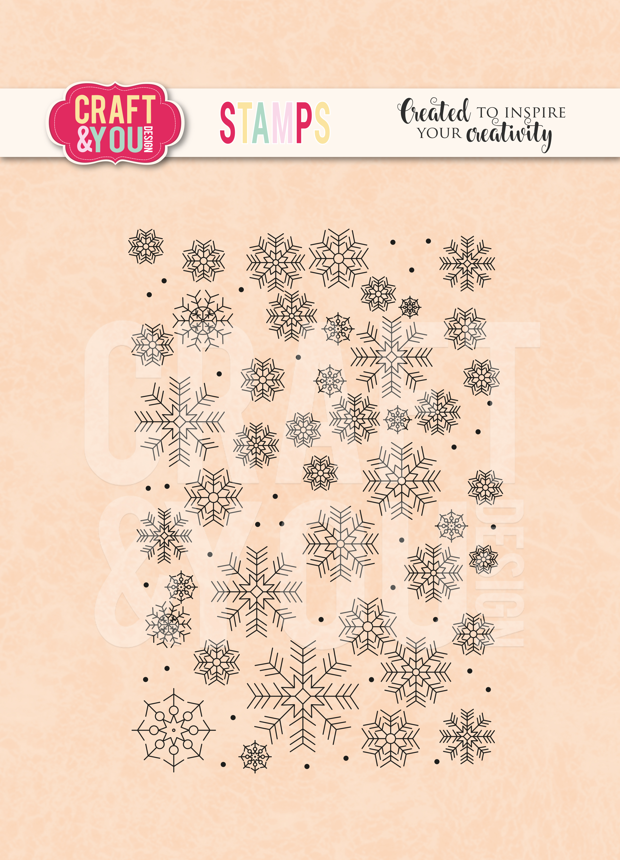 CS031 Stempel akrylowy - Snowflakes / Płatki śniegu - Craft & You Design