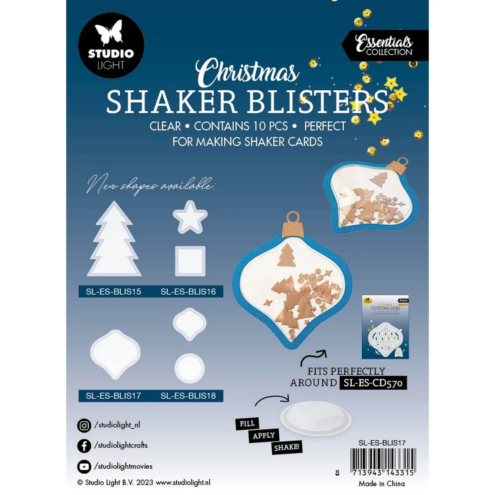 SL-ES-BLIS17 Okienka do shakera / Shaker Blisters Studio Light " Christmas Ball" / BOMBKA - 10szt.