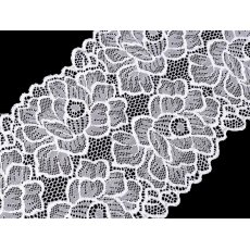 550076  Koronka elastyczna / wstawka szerokość 15,5 cm - śnieżnobiały - 1m