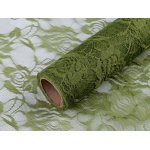 740941-6 Koronka dekoracyjna - zielona  o szer. 48cm - dł. 1m