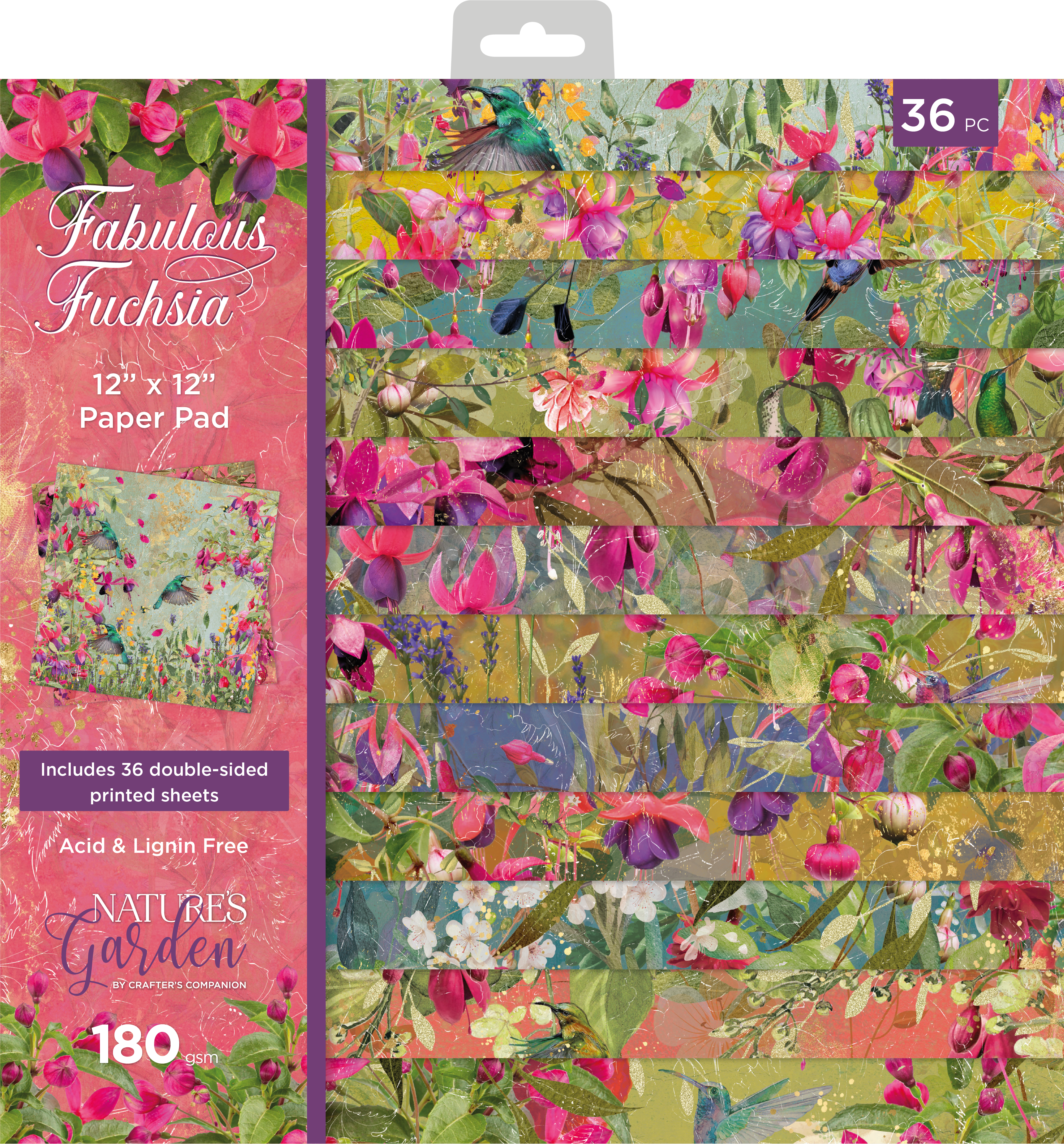 NGA-FF-PAD12 Zestaw papierów Nature's Garden Fabulous Fuchsia 12" x 12" Paper Pad