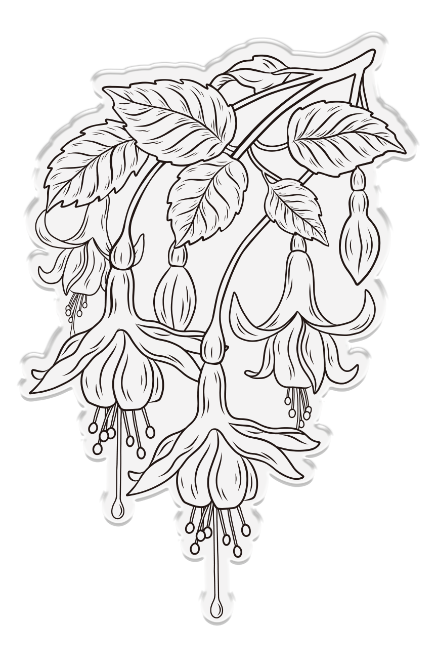 NGA-FF-STD-CAFU Stempel akrylowy i wykrojniki Nature's Garden Fabulous Fuchsia Stamp & Die - Cascading Fuchsia