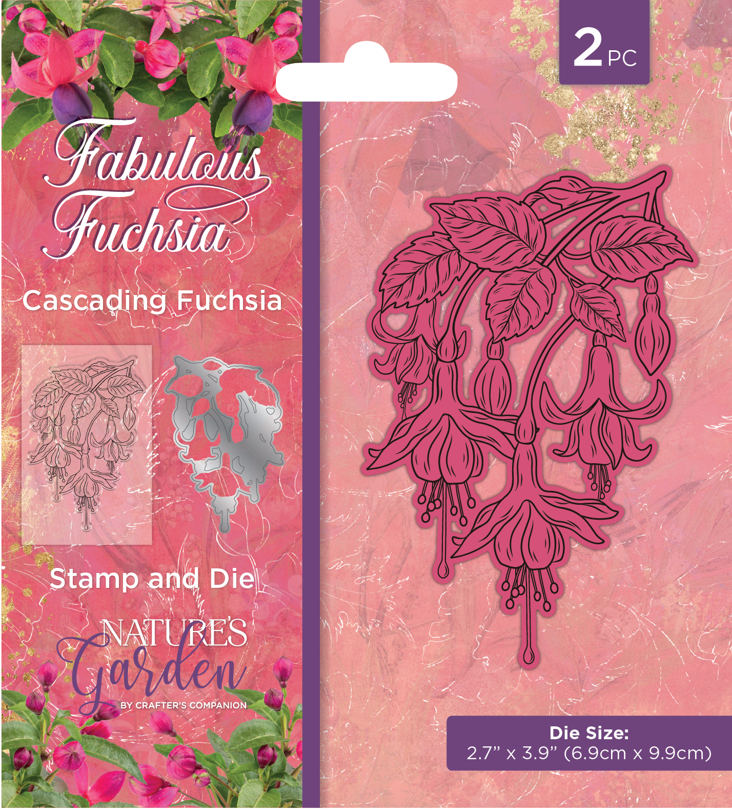 NGA-FF-STD-CAFU Stempel akrylowy i wykrojniki Nature's Garden Fabulous Fuchsia Stamp & Die - Cascading Fuchsia