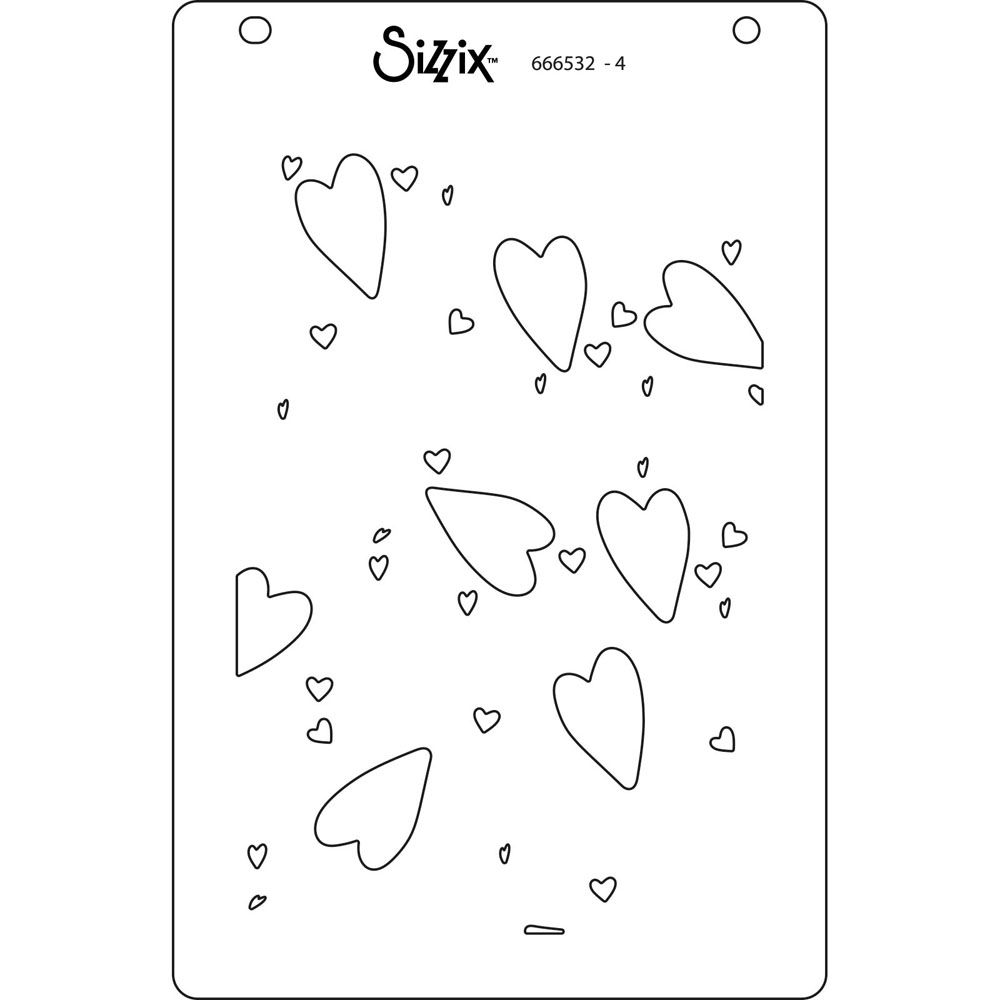 666532 - Sizzix • Layered Stencils A6 Mark Making Hearts 4pcs - maski serca