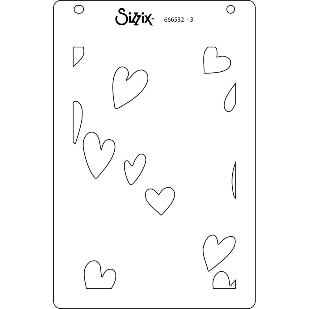 666532 - Sizzix • Layered Stencils A6 Mark Making Hearts 4pcs - maski serca