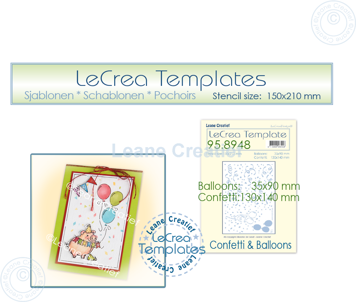 95.8948 Maska - Leane Creatief - Szablon konfetti i balony