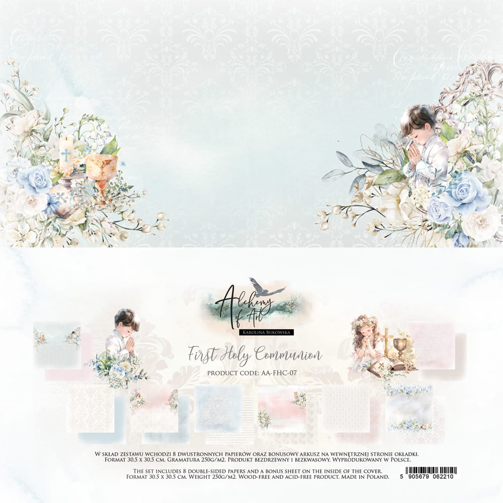AA-FHC-07 Alchemy of Art- 12x12'' -Zestaw papierów do scrapbookingu 30x30 cm - First Holy Communion