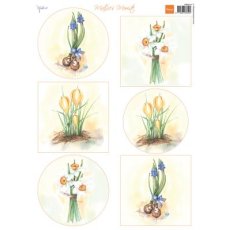 MB0213 Arkusz A4 -Marianne Design - Gnomes - Mattie's Mooiste - Flower Bulbs  kwiatowe kółeczka