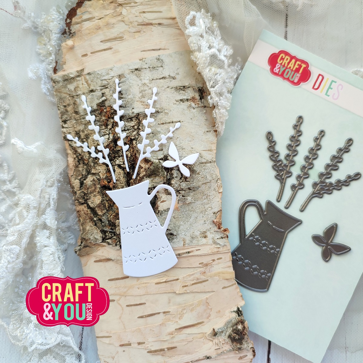 CW272 Wykrojnik/Die-Spring jug/Wiosenny dzbanek- Craft & You Design