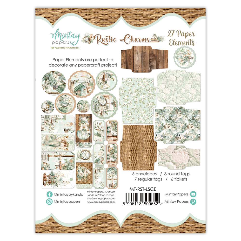 MT-RST-LSCE RUSTIC CHARMS - Papierowe Koperty i Tagi - die cuts