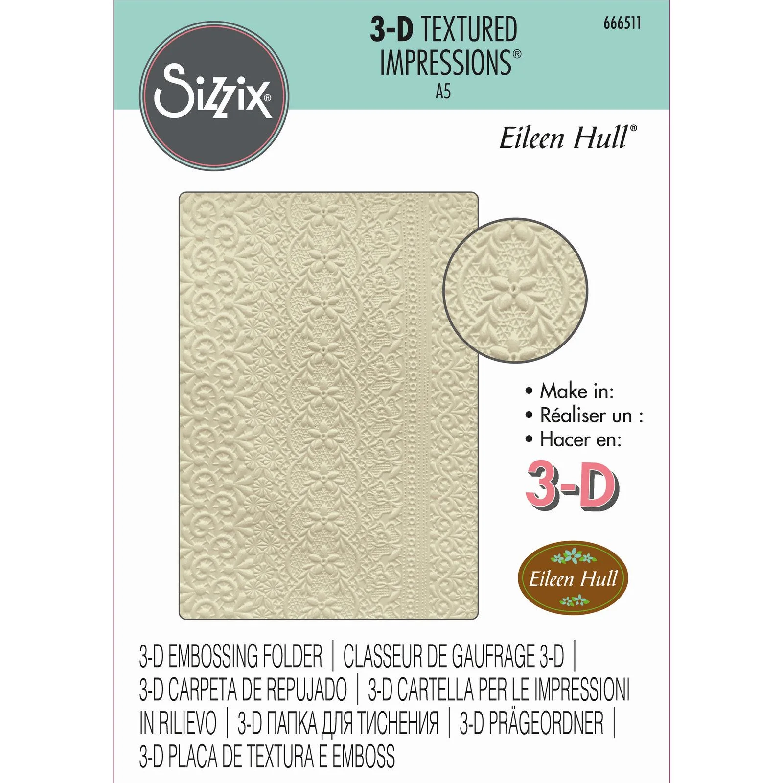 666511 Folder wytłaczający Sizzix • 3D Textured Impressions Embossing Folder A5 Lace