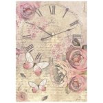 DFSA4880 Papier ryżowy Stamperia Shabby Rose A4 Rice Paper Clock