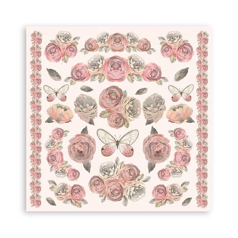 SBBS107 Zestaw papierów 20,3x20,3 Stamperia Shabby Rose 8x8 Inch Paper Pack