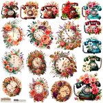 NSL-27 Naklejki papierowe Scraplove - CLOCK $ TELEPHONE