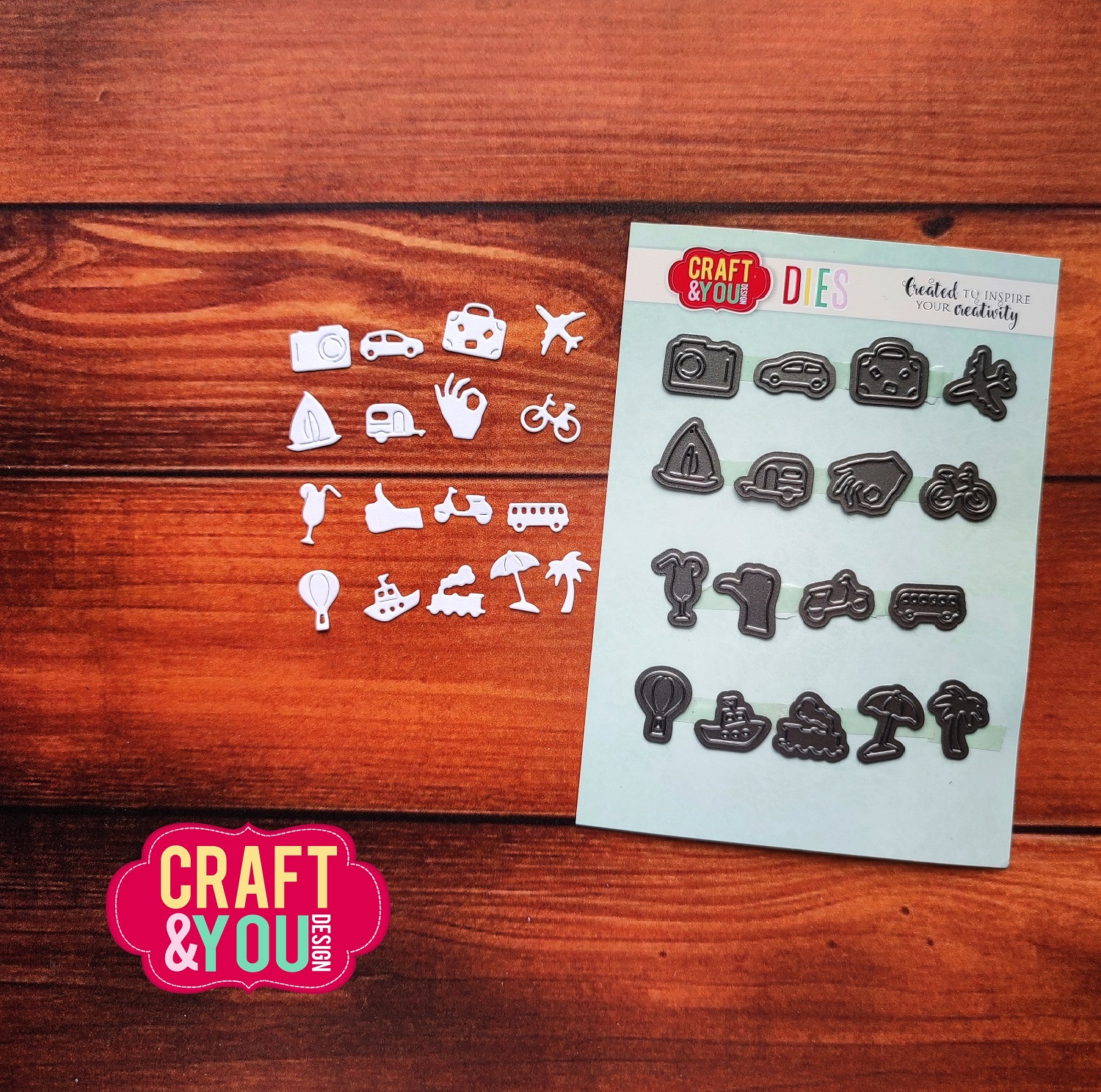 CW299 Wykrojnik /Die -Piktograms travel/Piktogramy podróżnicze - Craft&You Design