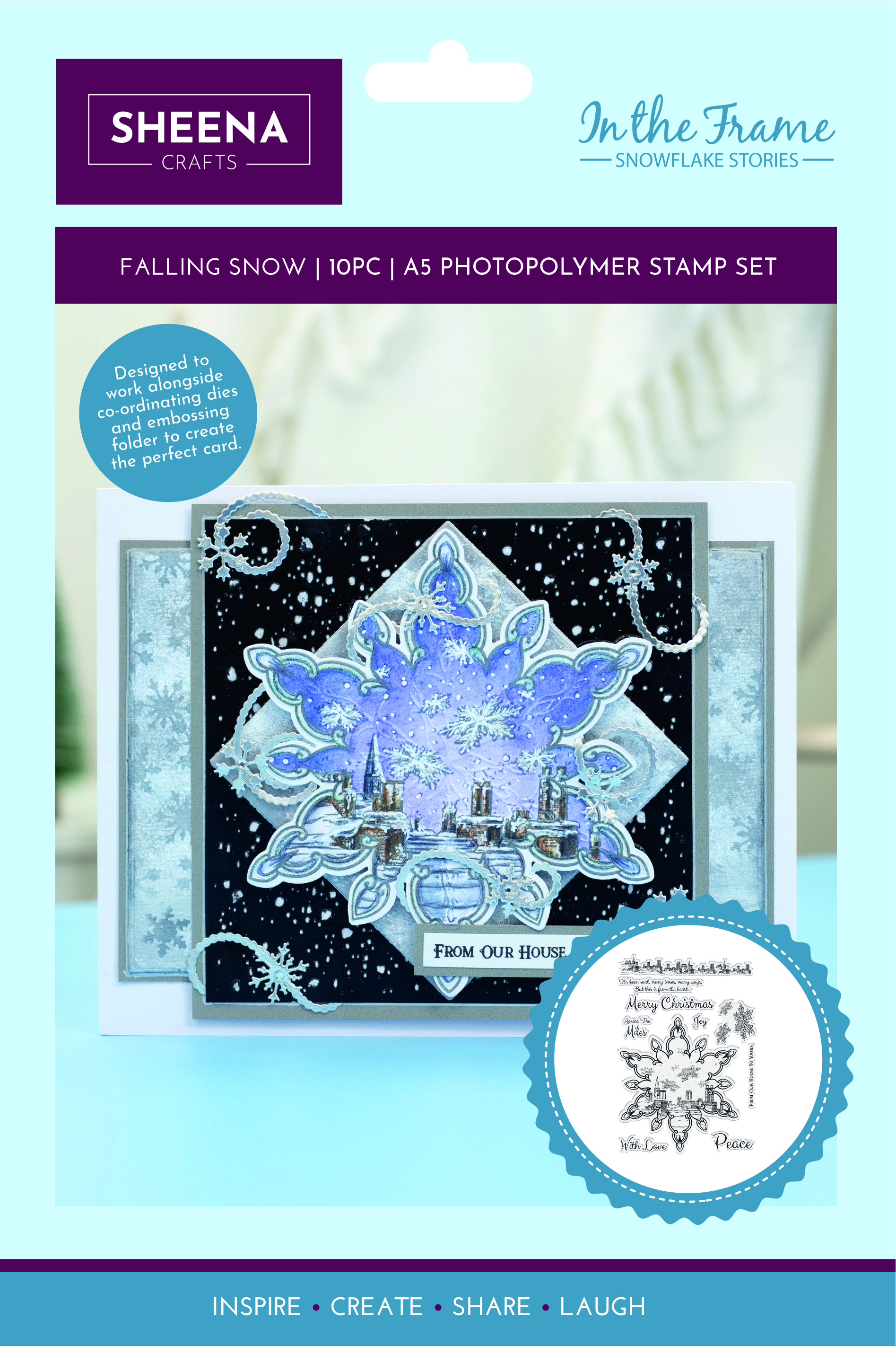 SD-ITF-SS-STP-FS Zestaw stempli A5 Sheena Douglass In The Frame Snowflake Stories - Falling Snow