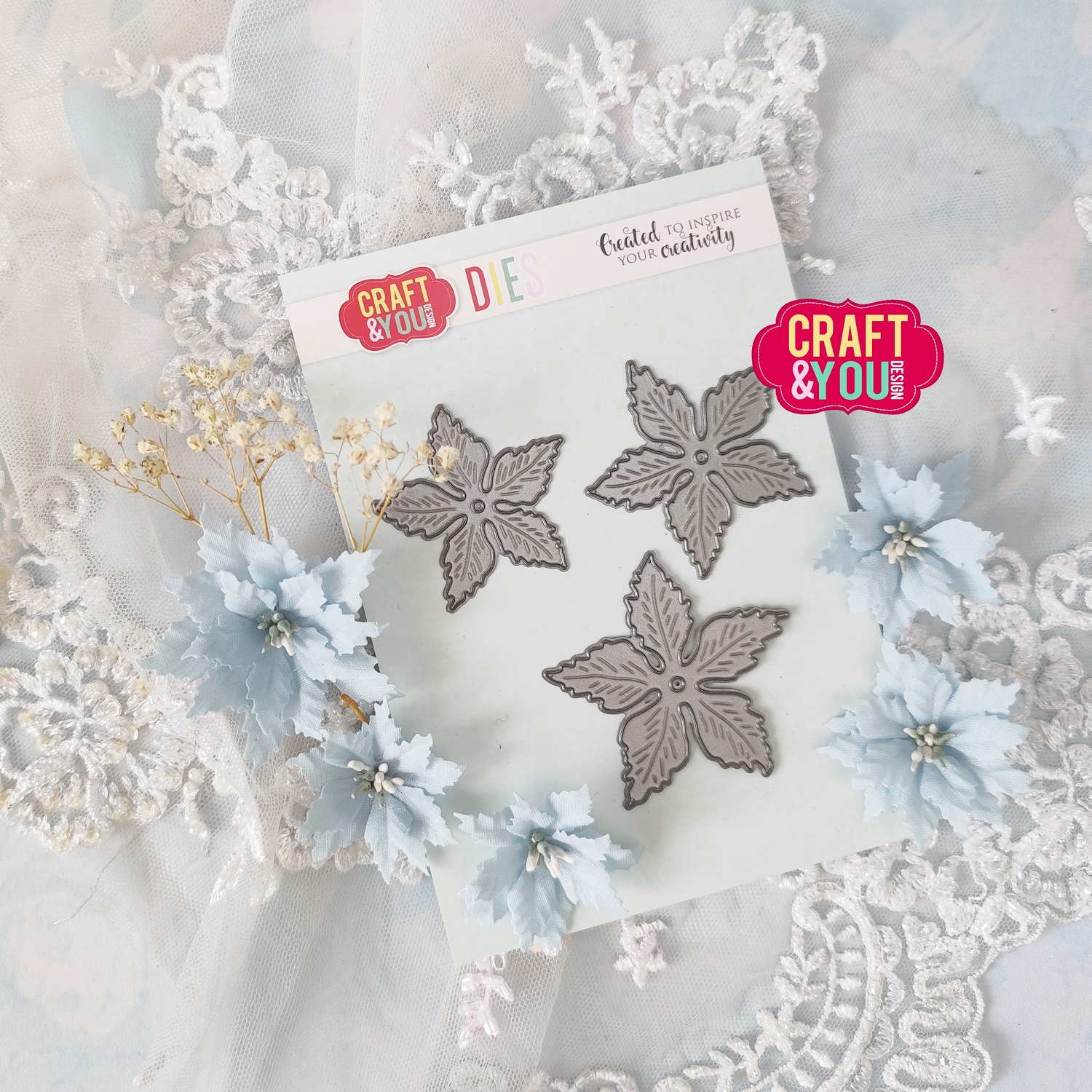 CW309 Wykrojnik /Die - Magda's Poinsettia Smaller Flowers - Craft&You Design