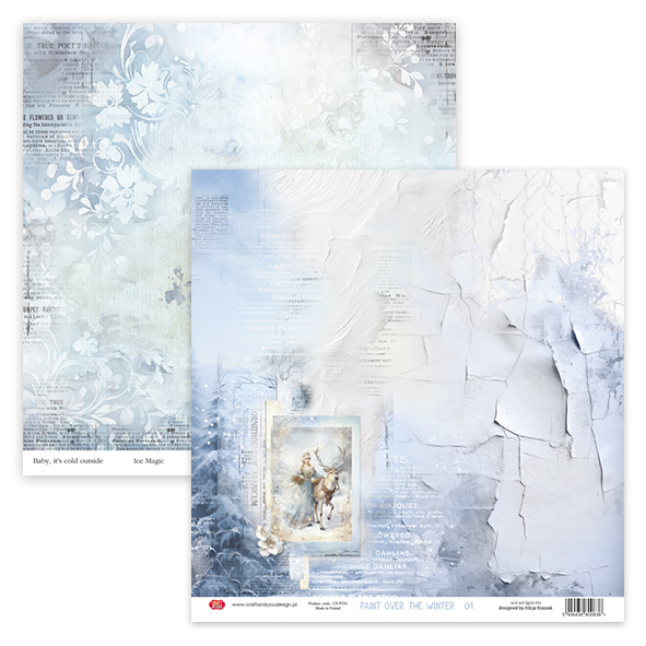 CPS-PT30-6 Zestaw/ Paper set 30,5x30,5cm- Paint Over The Winter -6 Craft & You Design