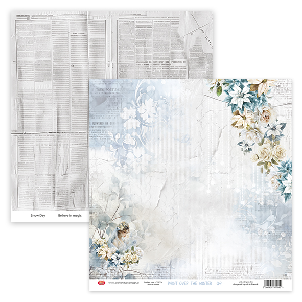 CPS-PT30-6 Zestaw/ Paper set 30,5x30,5cm- Paint Over The Winter -6 Craft & You Design