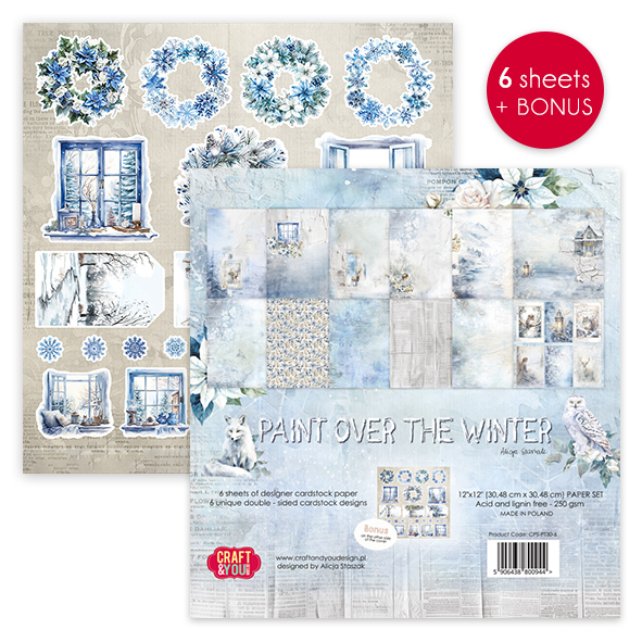 CPS-PT30-6 Zestaw/ Paper set 30,5x30,5cm- Paint Over The Winter -6 Craft & You Design