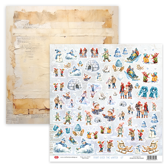 CSET-PT30-8 Kreatywny duży zestaw/Big Creative Set Paint Over The Winter 30,5x30,5 cm Craft & You Design - 8 arkuszy