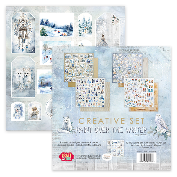 CSET-PT30-8 Kreatywny duży zestaw/Big Creative Set Paint Over The Winter 30,5x30,5 cm Craft & You Design - 8 arkuszy