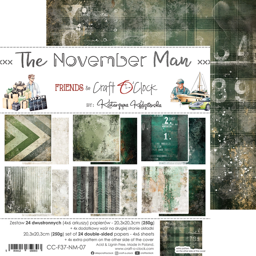 CC-F37-NM-07 THE NOVEMBER MAN zestaw papierów 20,3x20,3cm