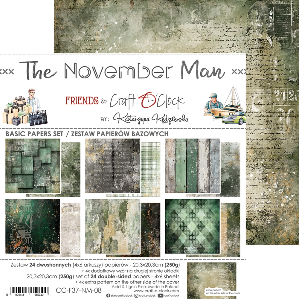 CC-F37-NM-08 THE NOVEMBER MAN - zestaw papierów 20,3x20,3cm - BASIC