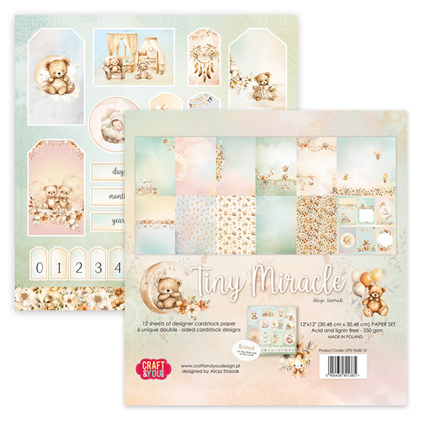 CPS-TM30-12 Tiny Miracle Zestaw 12 papierów 30,5x30,5cm - Craft&You Design