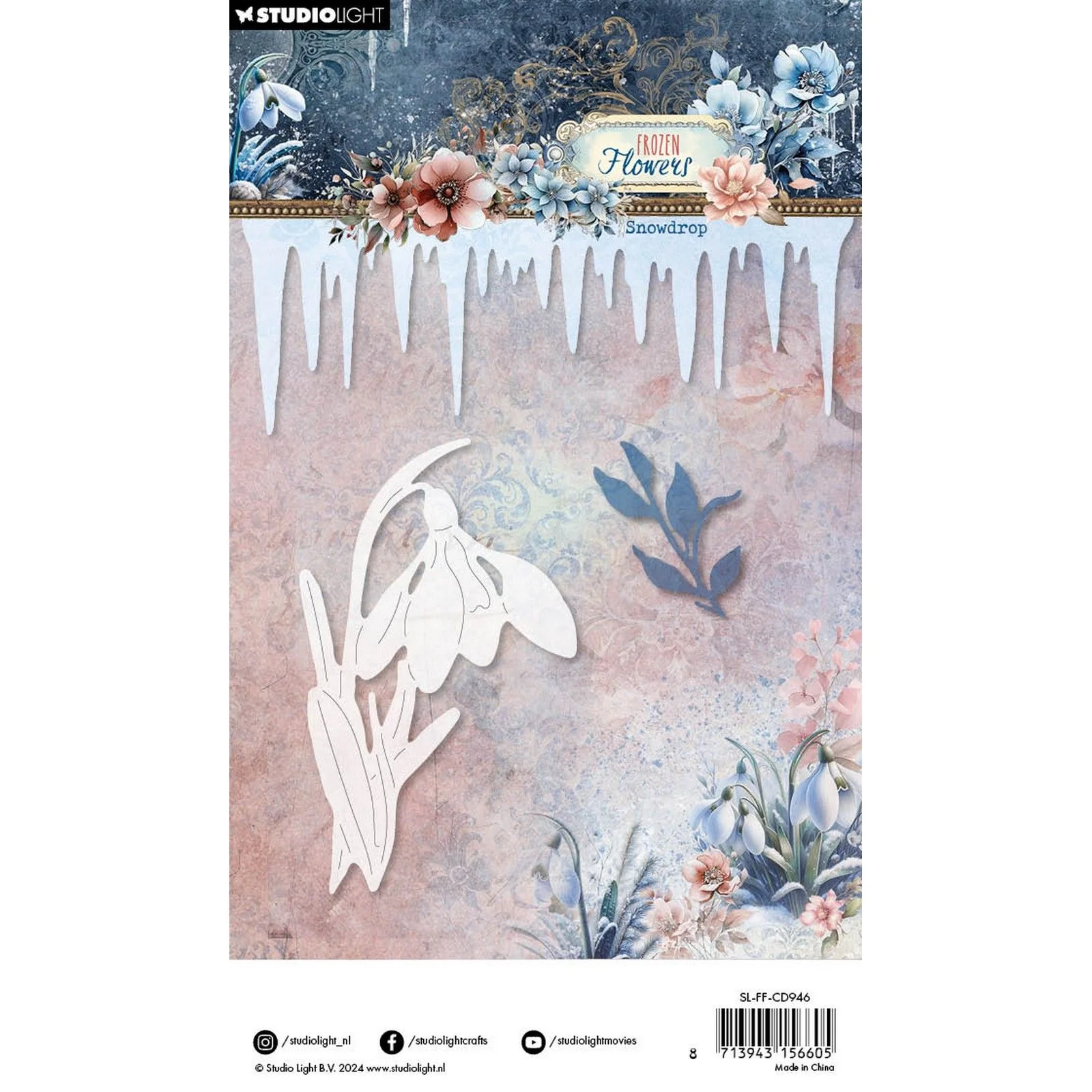 SL-FF-CD946 Wykrojniki Frozen Flowers- Snowdrop -sople, listek, przebiśnieg