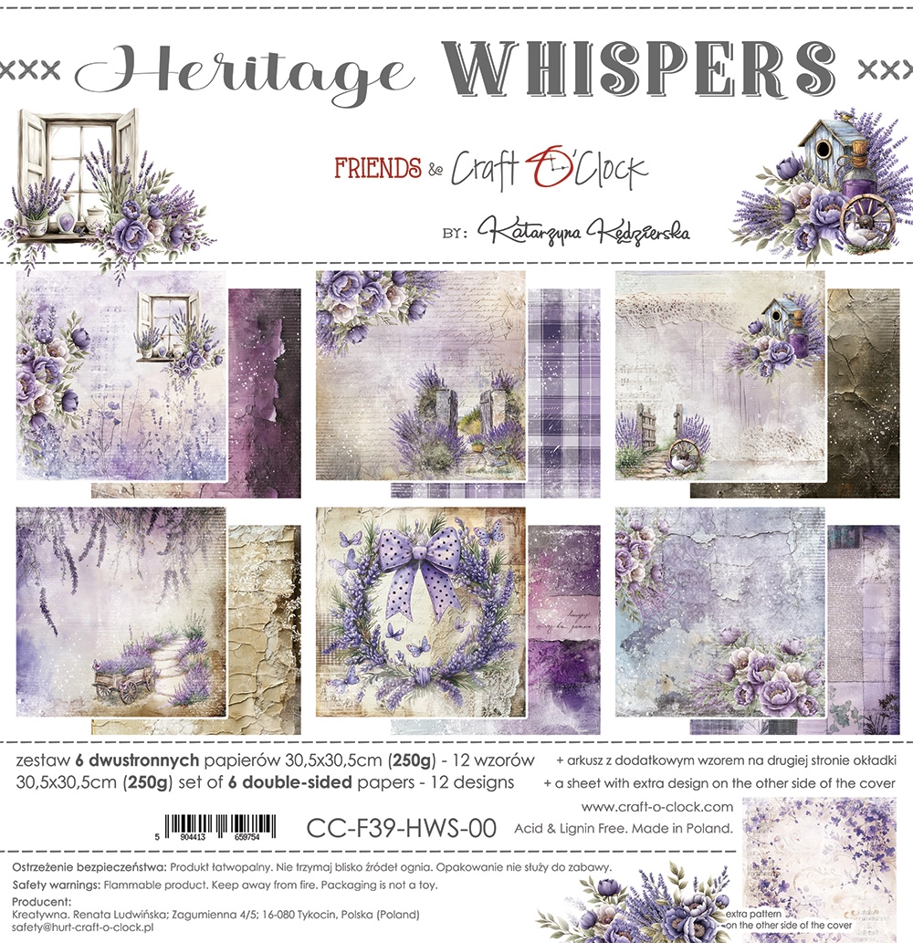 CC-F39-HWS-00 HERITAGE WHISPERS- zestaw papierów 30,5x30,5cm