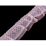 550100-2 Taśma z falbanką koronkowa podwójna szerokość 40 mm -jasnoróżowa -1m