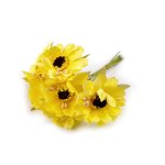 930117-2 Kwiatek sztuczny na druciku -żółty