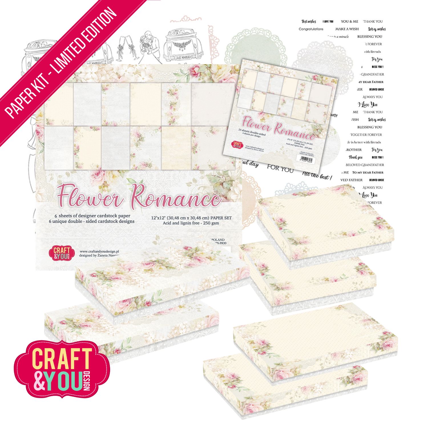 CKIT-FR-EN Flower Romance Paper Kit /Edycja Limitowana KIT wersja angielska