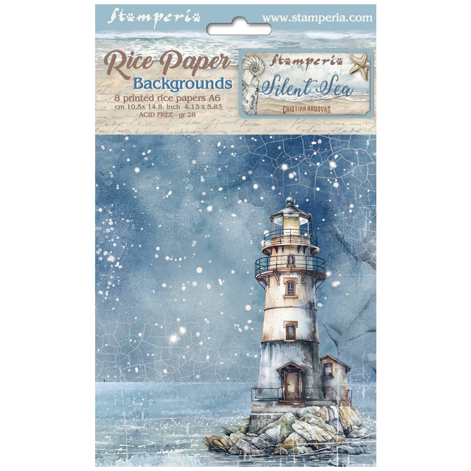 DFSAK6040 Papier ryżowy Stamperia Silent Sea A6 Rice Paper Backgrounds (8szt.)