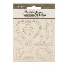 SCB264 Zestaw elementów tekturowych Stamperia Timeless Decorative Chips Hearts