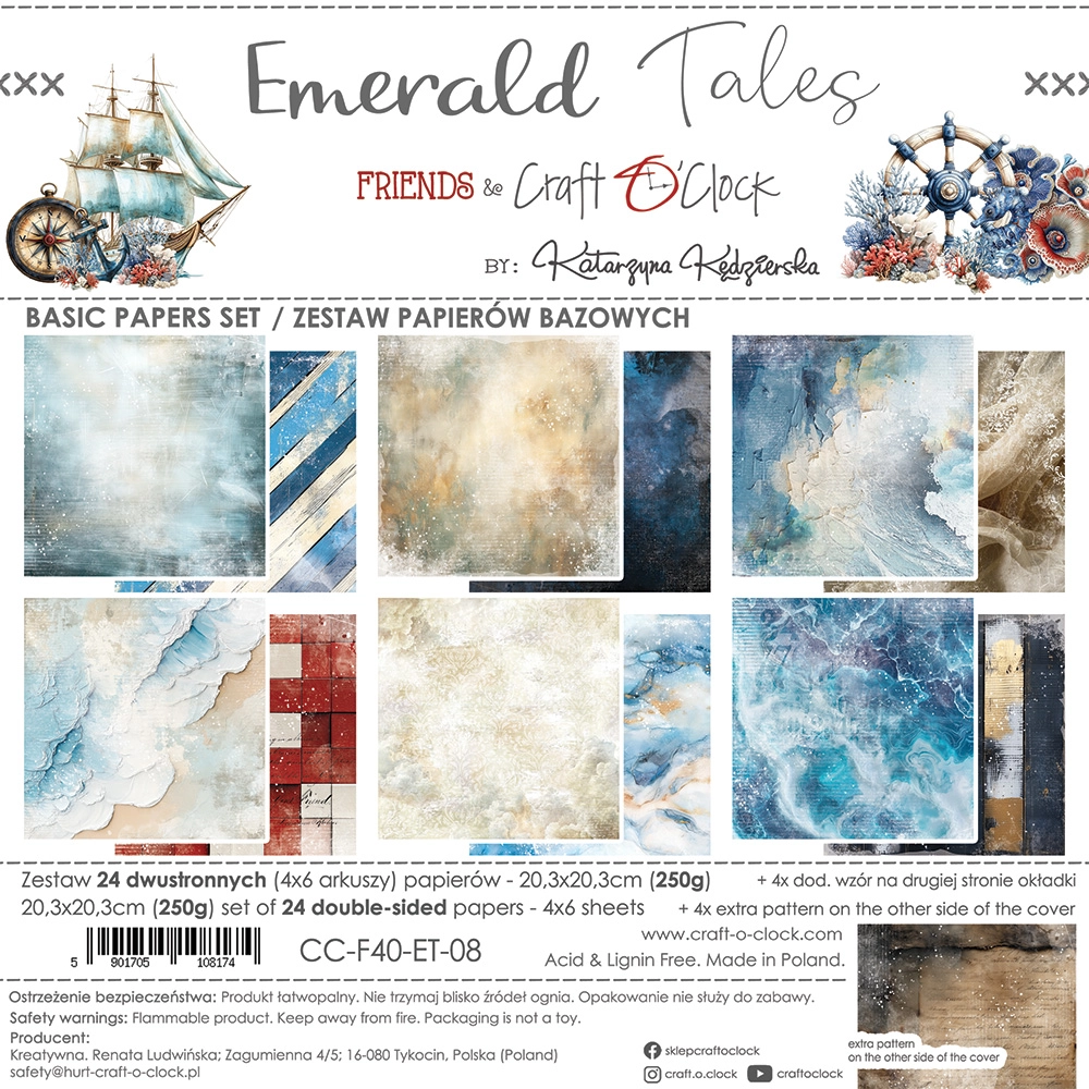 CC-F40-ET-08 EMERALD TALES- zestaw papierów 20,3x20,3cm - BASIC