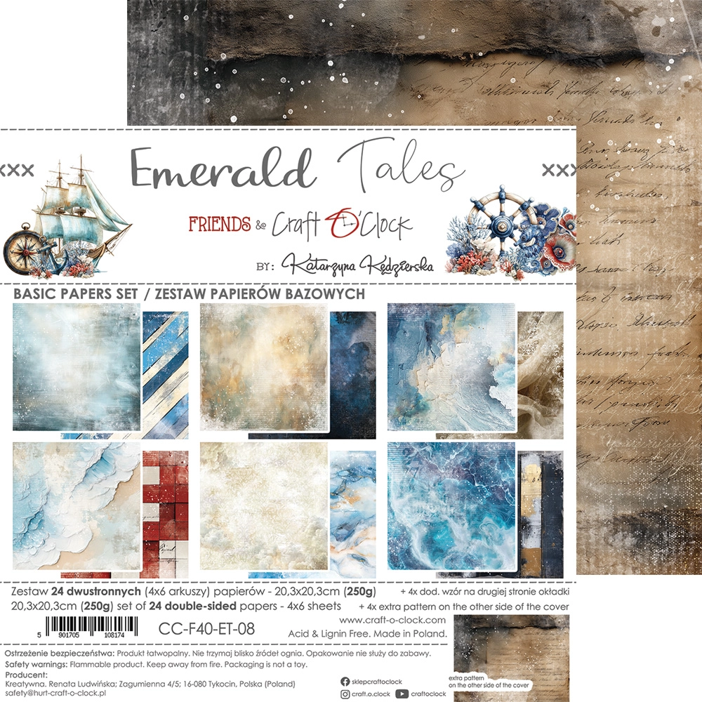 CC-F40-ET-08 EMERALD TALES- zestaw papierów 20,3x20,3cm - BASIC