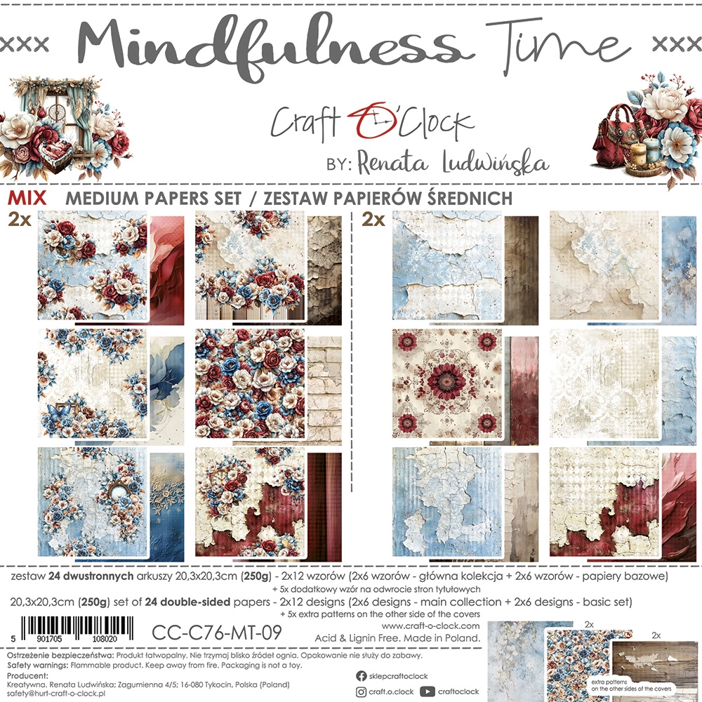 CC-C76-MT-09 MINDFULNESS TIME- zestaw papierów 20,3x20,3cm - MIX