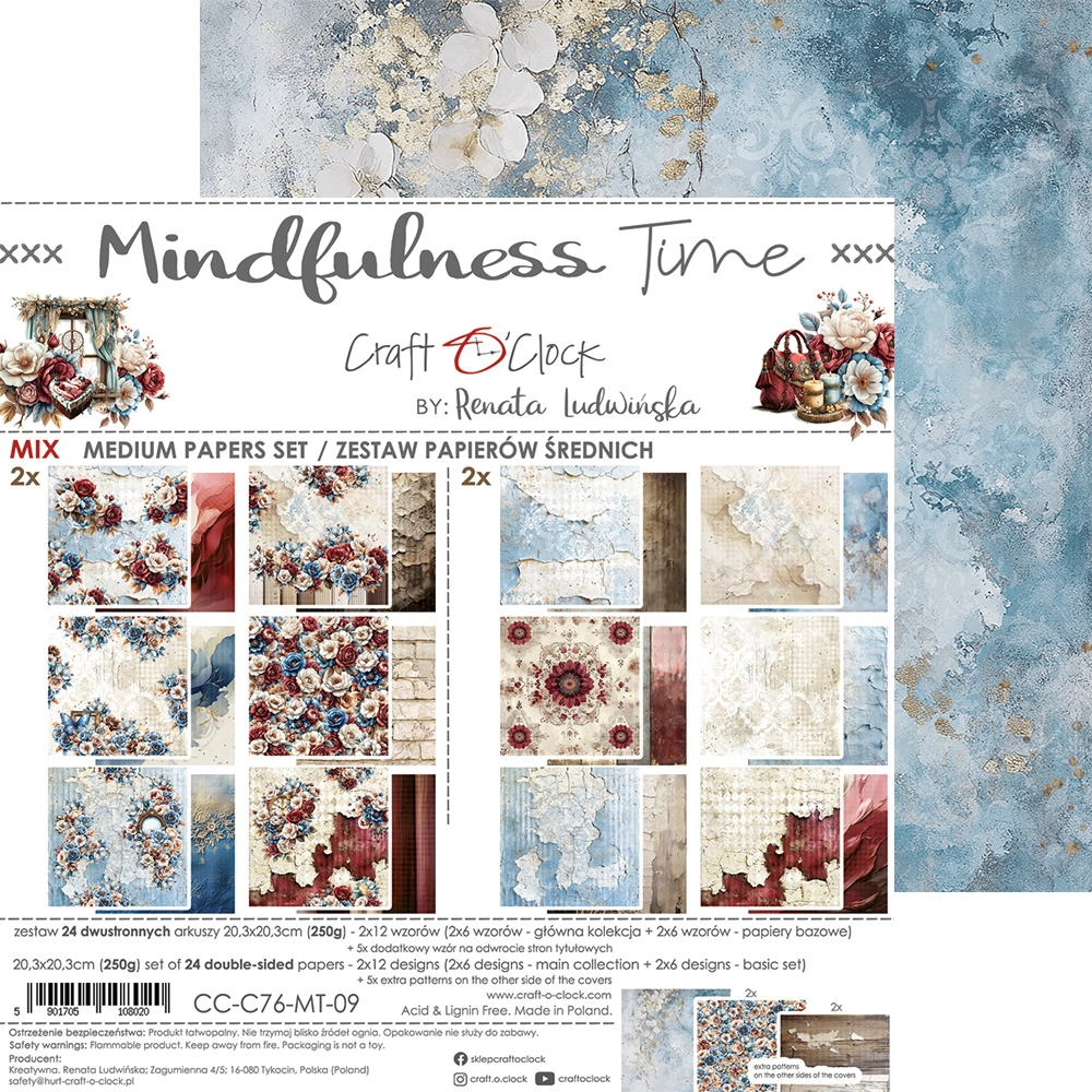 CC-C76-MT-09 MINDFULNESS TIME- zestaw papierów 20,3x20,3cm - MIX