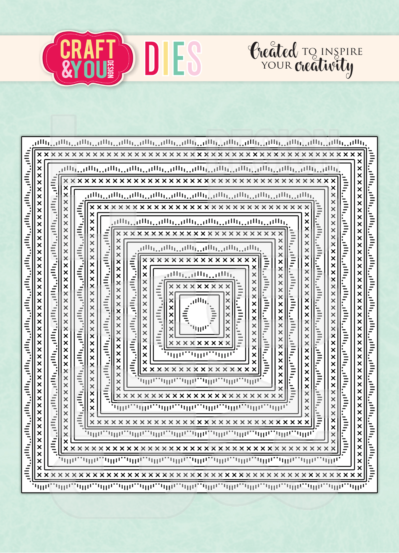 CW355 Wykrojnik /Die -Square Decorative Stiches/ kawdraty bazy z przeszyciami -Craft&You Design