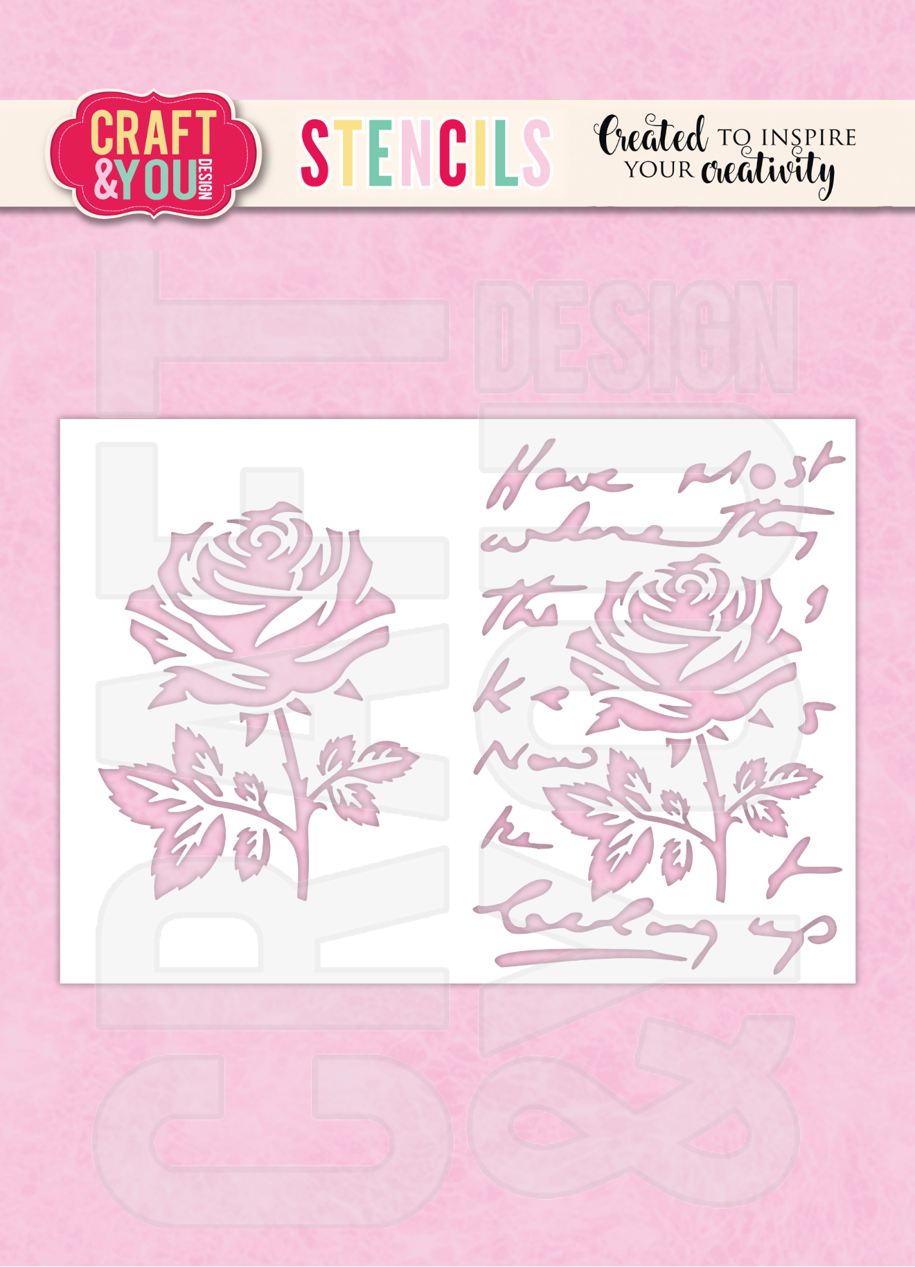 SC011 Stencil / Maska Rose on the Letters/Róże na liście- Craft & You Design