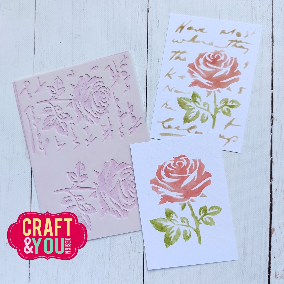 SC011 Stencil / Maska Rose on the Letters/Róże na liście- Craft & You Design